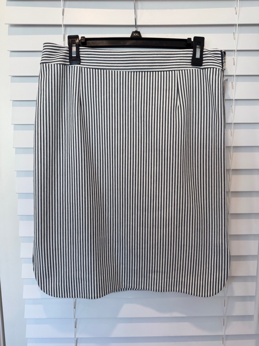 NWT Antonio Melani Dominque Ivory Blue‎ Pin Stripe Skirt Full Side Zip Classic